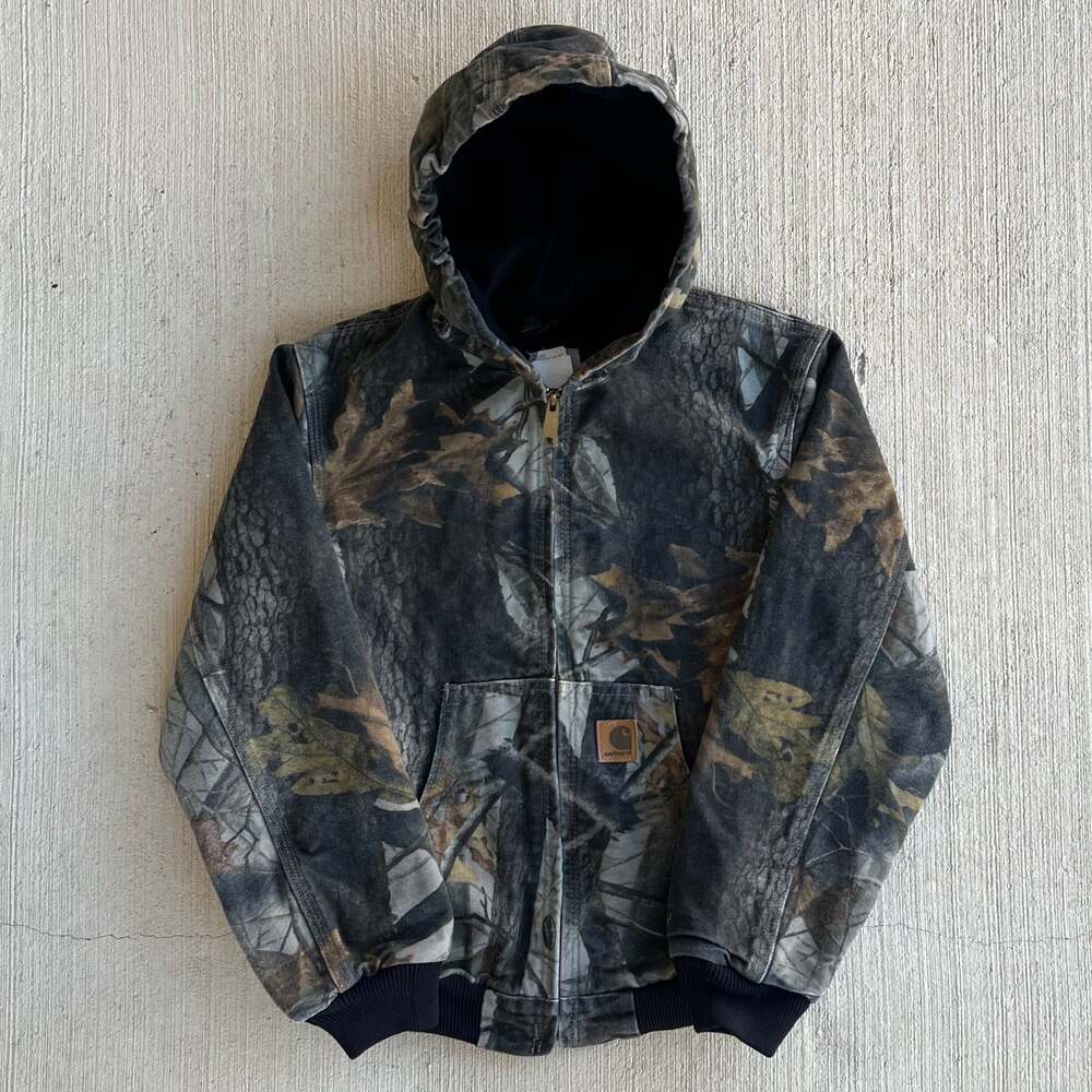 Carhartt YOUTH YJ144 Realtree camo hooded work wear jacket